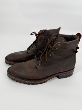 Frye Leather Lace Up Brown Boots Lug Sole Rugged Heritage Style 11.5 Streetwear